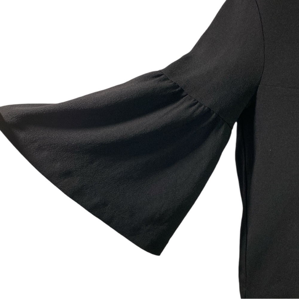 Ganni Black Crepe Flare Sleeve Clark Blouse Size 40/ US 8-10 - Picture 4 of 10